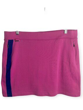 Ralph Lauren Golf Size L Skort Pink Navy Stripe Tennis Skirt Preppy Pull On Gym
